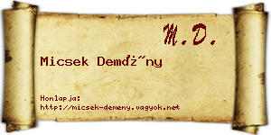 Micsek Demény névjegykártya